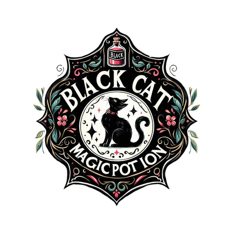 Ohio DTF Transfer | Black Cat Magic Potion - A mysterious and magical design for Halloween.