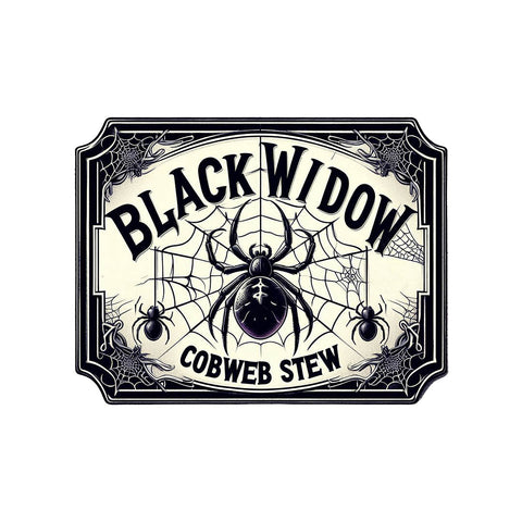 Ohio DTF Transfer | Black Widow Cobweb Stew - A creepy and crawly design featuring a black widow spider.